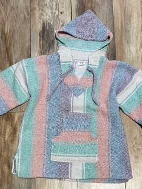 Artesanias Pastel Striped Baja Hoodie — Mint, Peach & Lavender
